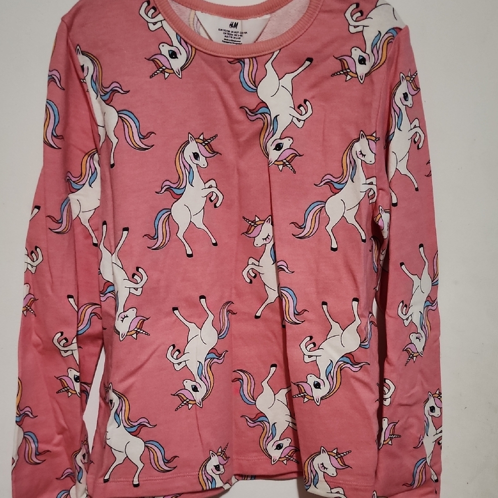 H&M Pink Long Sleeve Shirt with Unicorn Print